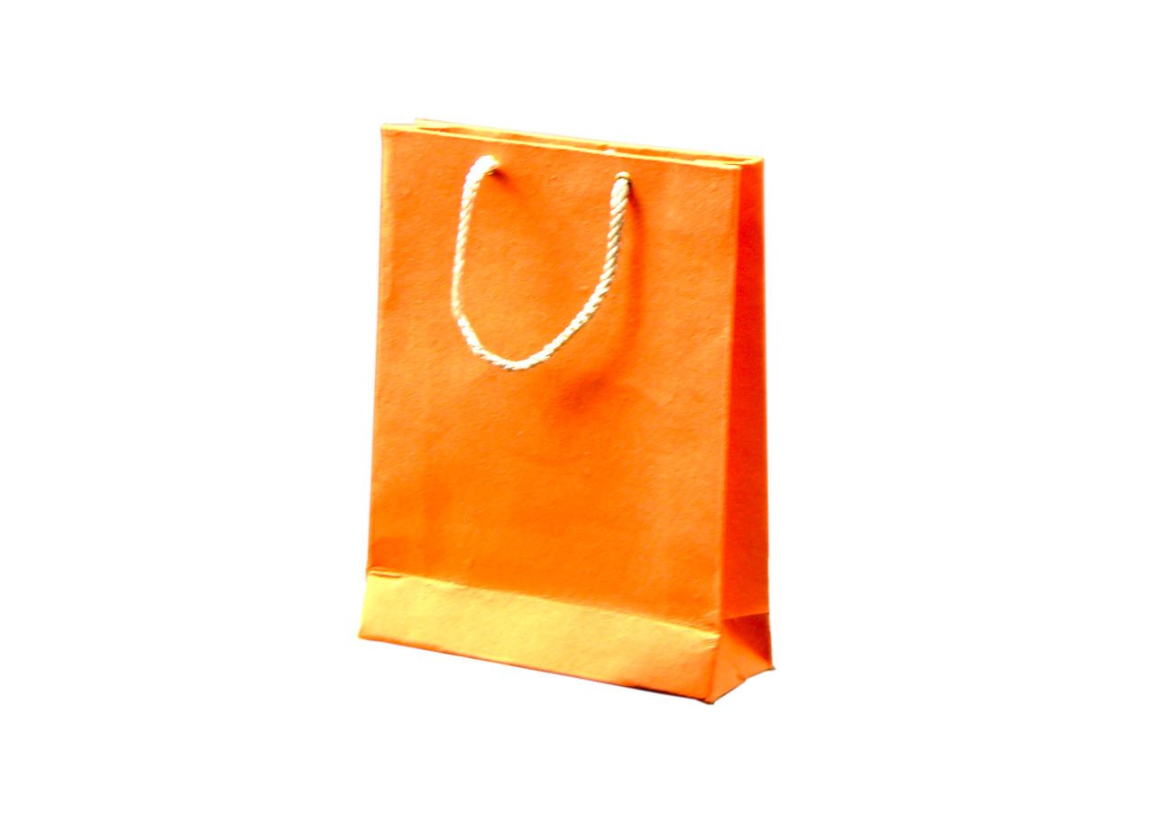 Orange Kraft Paper Bag with Rope Handles